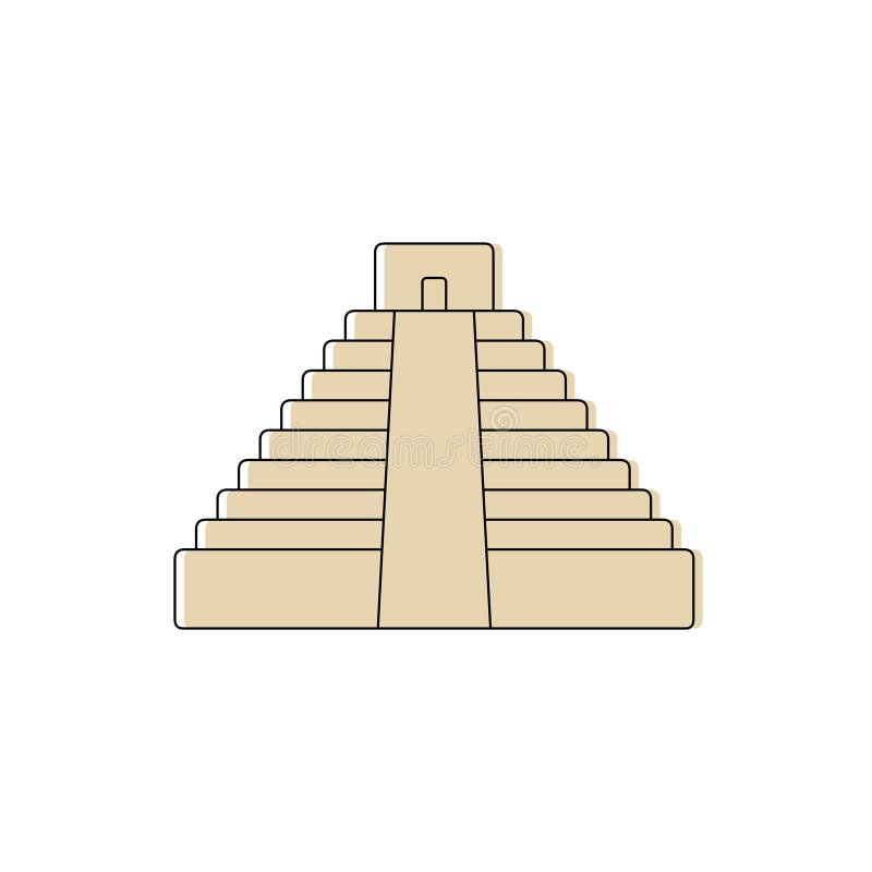 Chichen Itza Mexican ancient pyramid. Travel landmark vector illustration. royalty free illustration