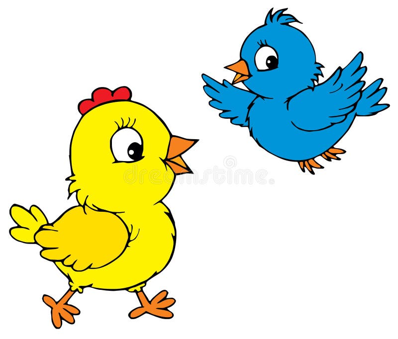 Chick and bird (vector) vector illustration