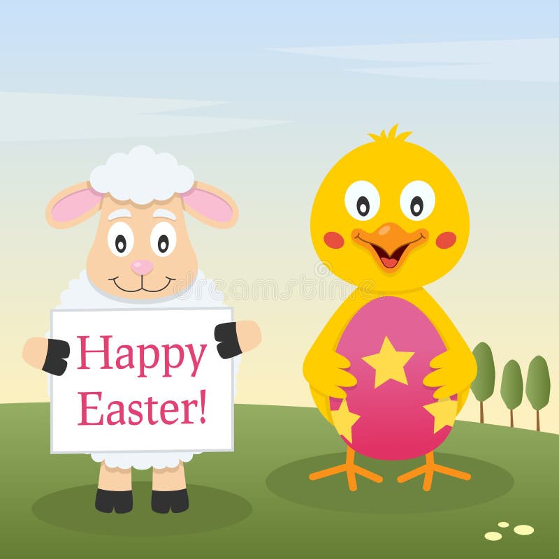 Chick & Lamb with Easter Egg