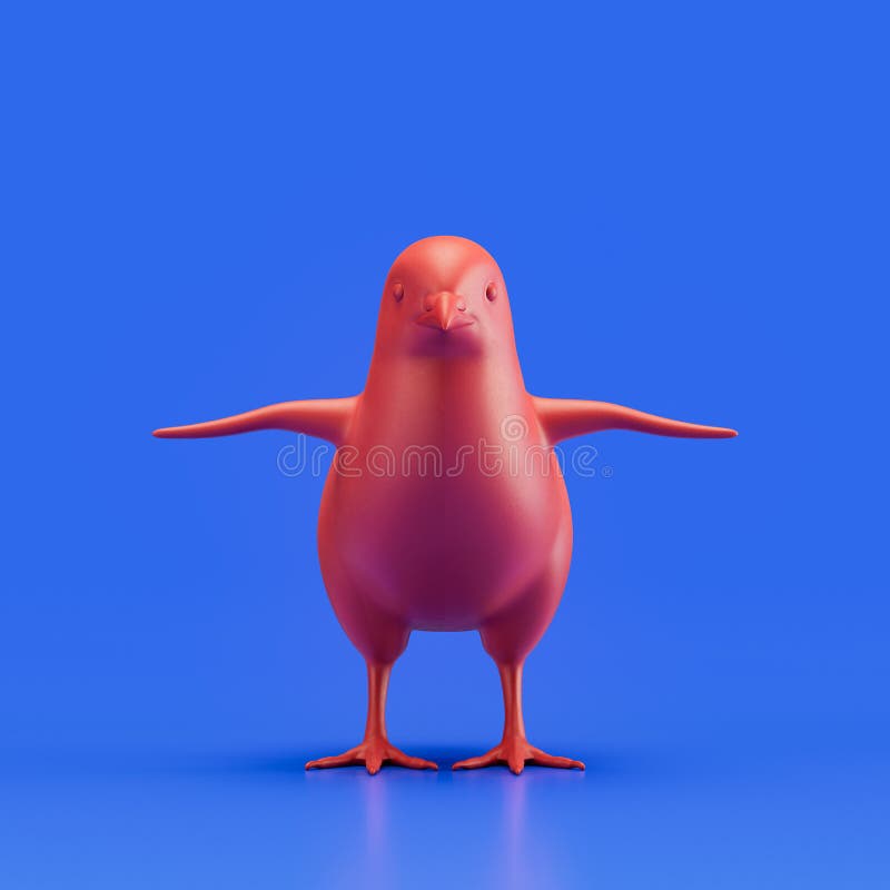 Chick Monochrome Single Color Animal. Red Color Single Animal from