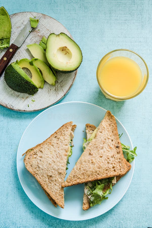 Chicken and Avocado Wholegrain Bread Sandwich Stock Photo Image of