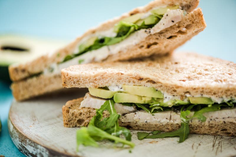 Chicken and Avocado Wholegrain Bread Sandwich Stock Photo Image of