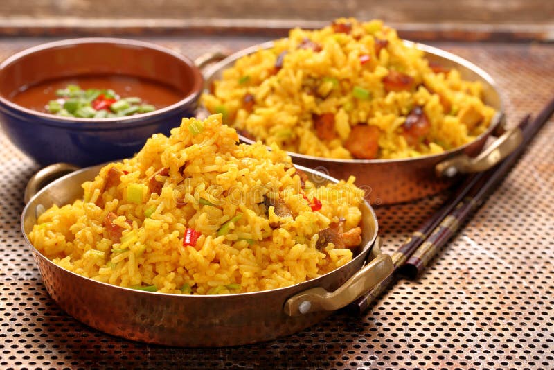 Chicken with Basmati Rice Fried in Stainless Pan Stock Photo Image of dinner, healthy 134850778