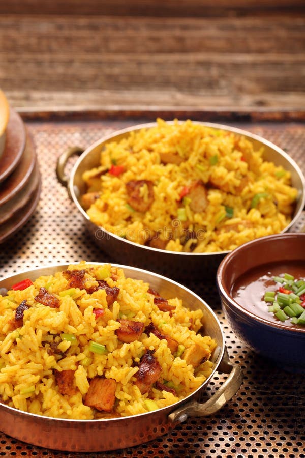 Chicken with Basmati Rice Fried in Stainless Pan Stock Image Image of dish, basmati 86051229