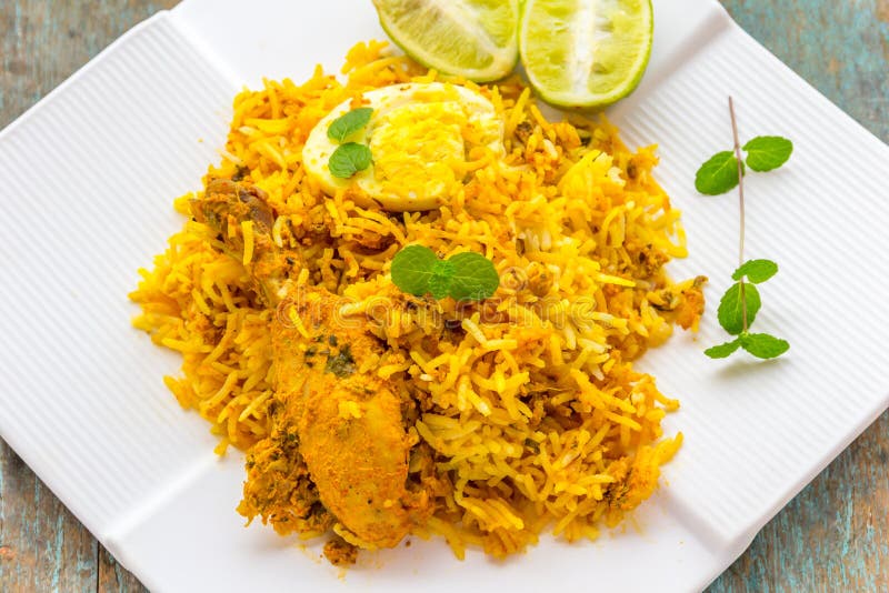 Chicken Biryani Traditional Indian Rice Dish with Chicken Stock Image