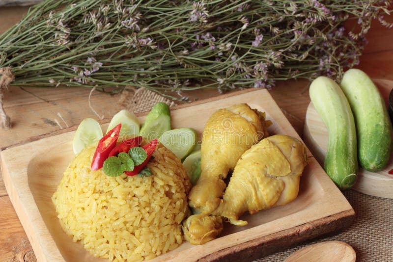 Chicken Biryani with Rice Delicious and Sauce. Stock Image Image of