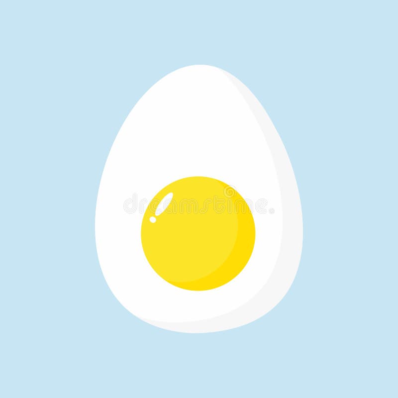 Chicken boiled half cut eggs simple illustration on blue background vector illustration