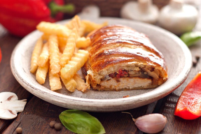 Chicken Breast in a French Pastry. Stock Photo Image of dining