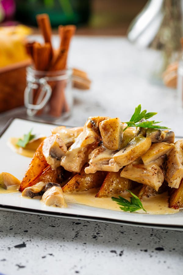 Chicken Breast with Potatoes and Rosemary Stock Image Image of