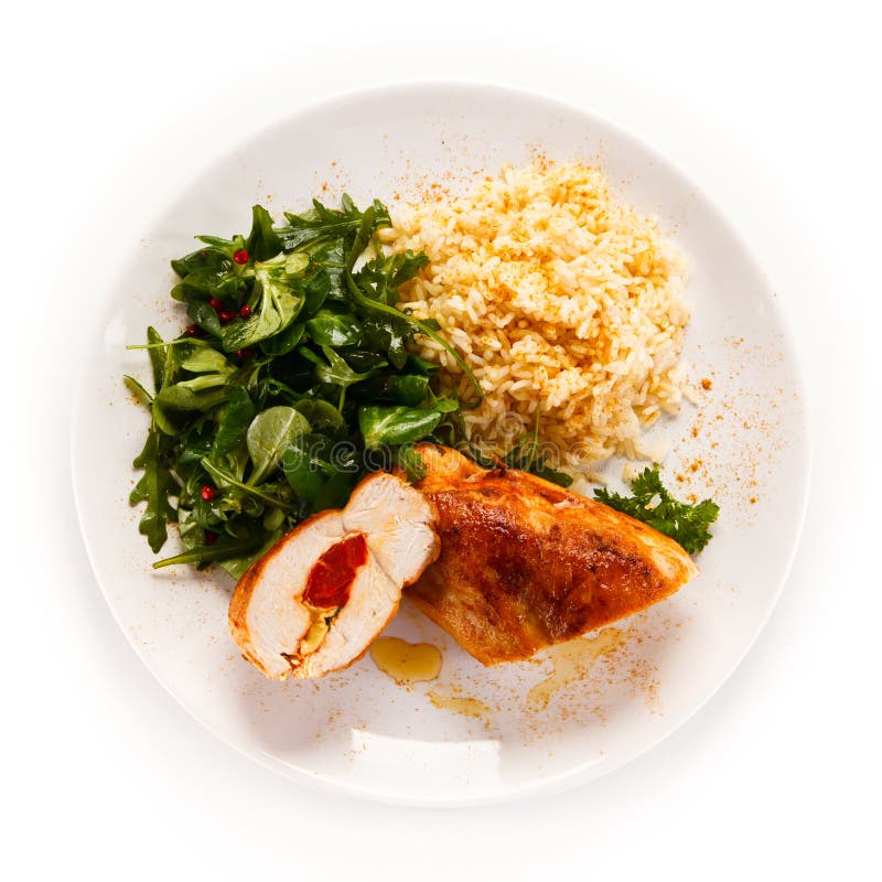 Chicken Breast, Rice and Vegetables Stock Image Image of diet, fillet