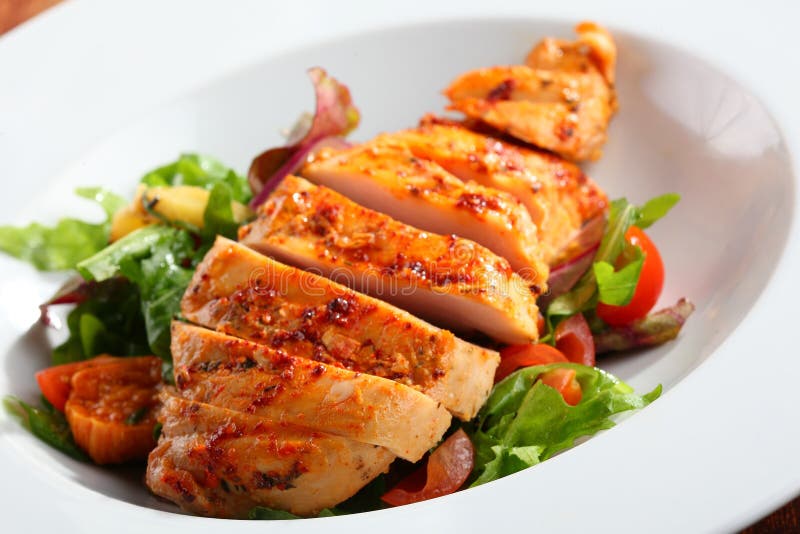 Grilled Chicken with Fresh Vegetables Stock Image Image of meat