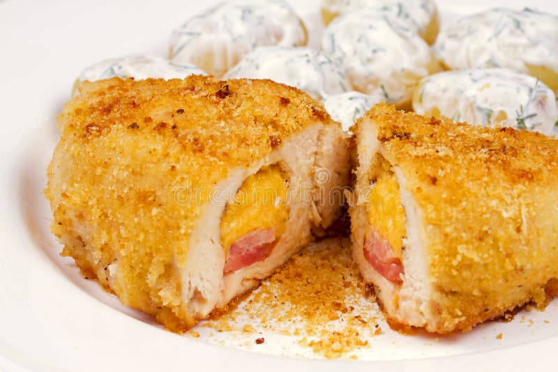 Chicken Breasts Stuffed with Cheese and Ham. Stock Image Image of
