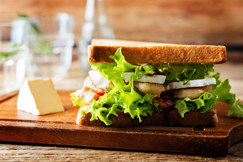 Chicken Brie Cheese Sandwich on the Plate Stock Image Image of