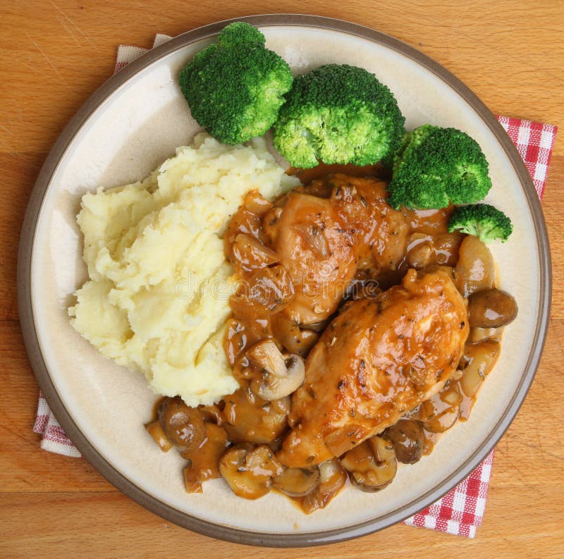Chicken Chasseur Dinner stock photo. Image of mash, gravy 33601938