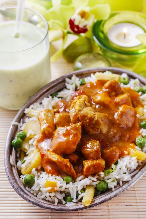 Chicken Curry with Basmati Rice and Green Peas Stock Image Image of basmati, plate 50533269