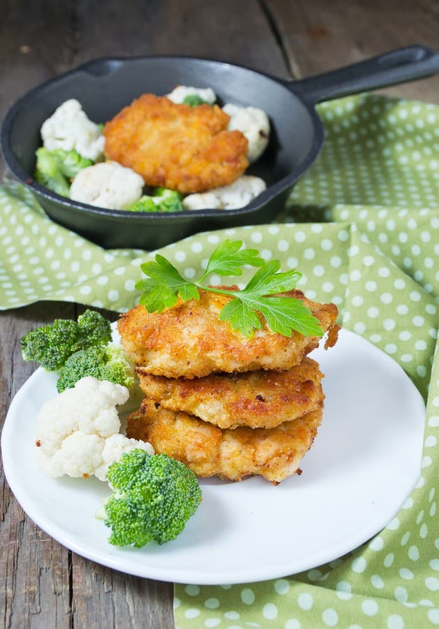 Chicken Cutlet with Vegetables Stock Image Image of mince, roasted