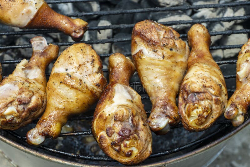 Chicken Drum Sticks on Grill Stock Photo Image of silver, black