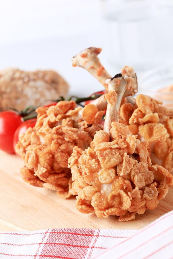 Chicken Drumsticks Coated With Corn Flakes Picture. Image 13918348