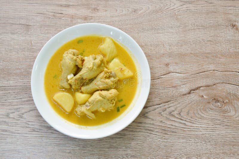 Chicken Drumsticks Massaman Curry with Slice Potato and Onion on Plate Stock Image Image of