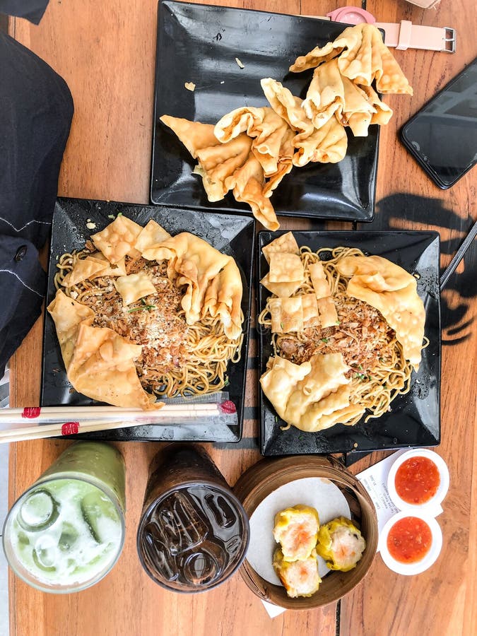 Chicken Dumplings Mixed with Spicy Noodles Stock Photo Image of