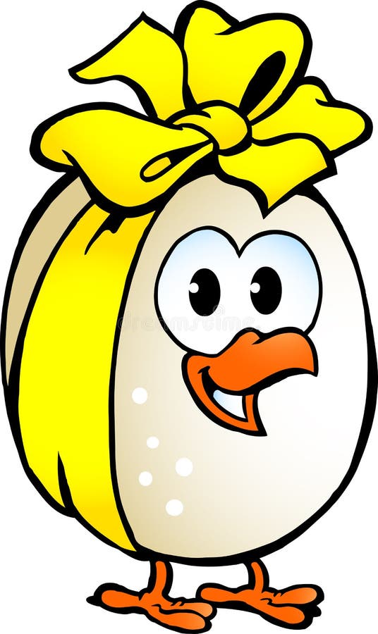 Chicken egg decorated with yellow ribbon vector illustration