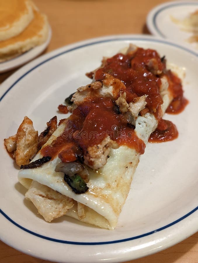 Chicken fajita omelette stock photo. Image of salad 269798134