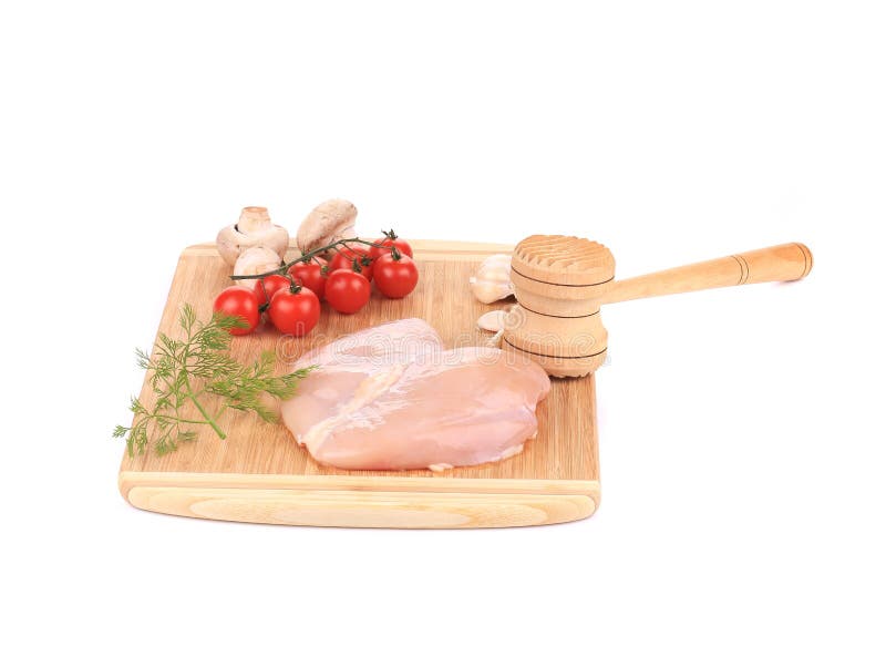 Chicken Fillet and Meat Mallet. Stock Photo Image of chicken, macro