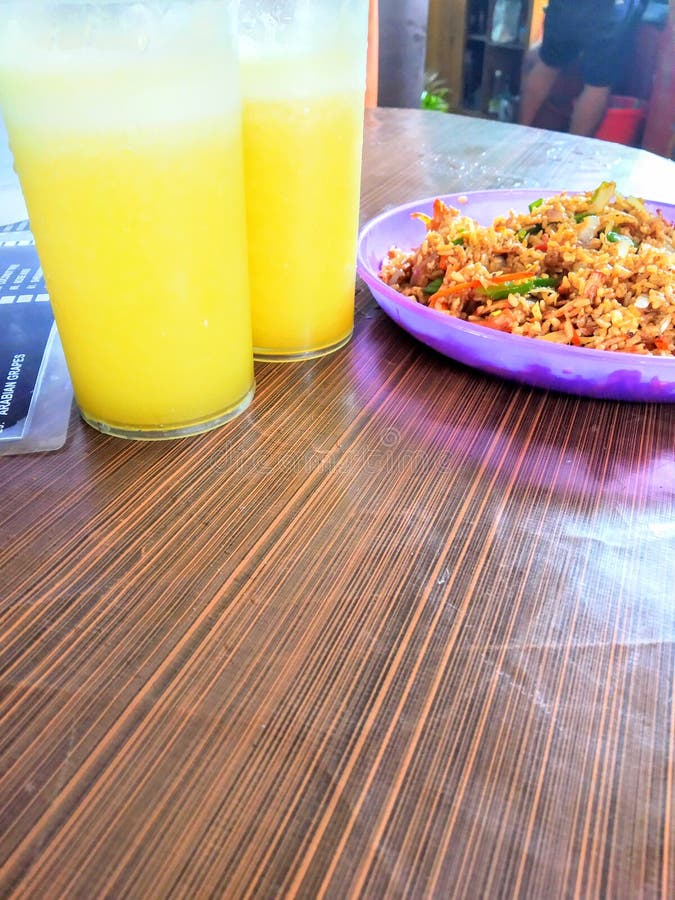 Chicken Fried Rice with Pineapple Juice,yummy Stock Photo Image of