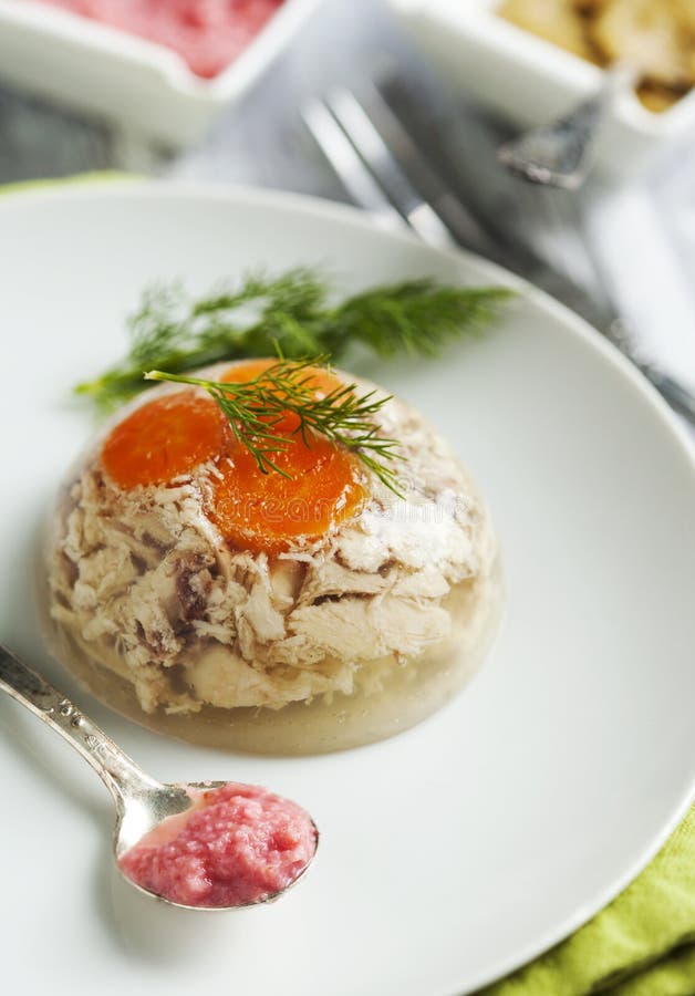 Chicken galantine aspic stock image. Image of green, herb - 48720407