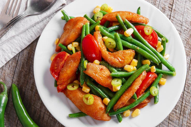 Chicken with Green Beans and Tomato Stock Image Image of vegetable