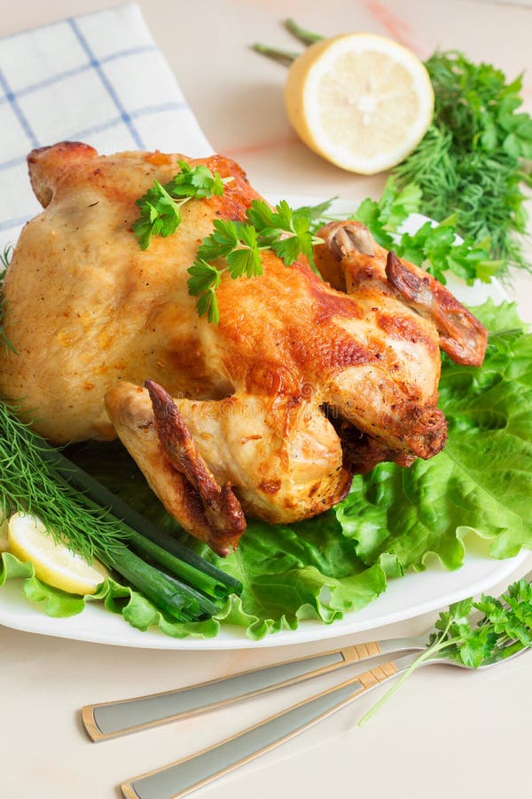 Chicken Grilled with Fresh Vegetables and Herbs Stock Photo Image of