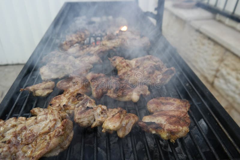 Chicken grilled meat stock image. Image of chiken, smoke 79375671