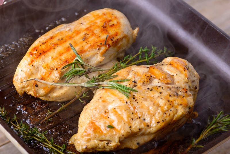 Chicken on grilled pan stock photo. Image of calories 106192032