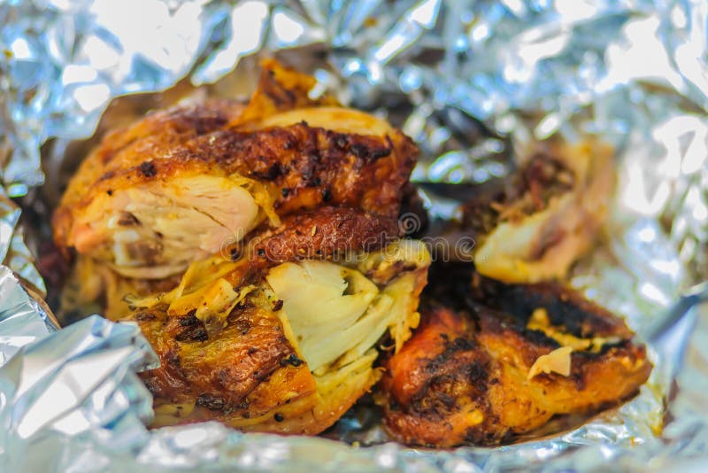 Raw Chicken In Aluminum Foil Tray Closeup Stock Image Image of wing