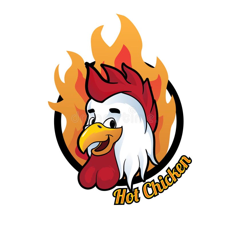 Chicken head fire vector logo template stock illustration