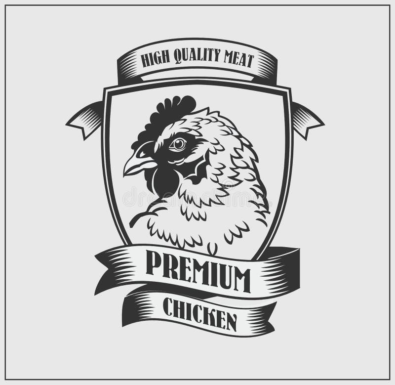 Chicken head premium label. royalty free illustration