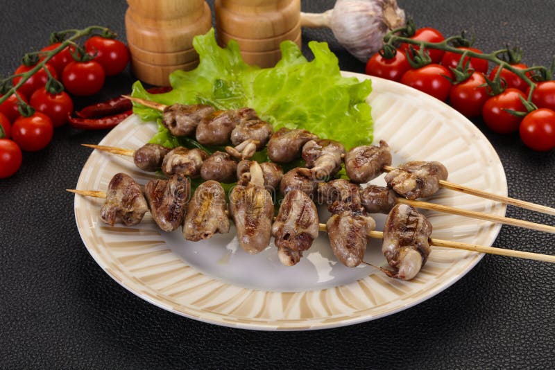 Chicken hearts skewer stock image. Image of japanese 151726655