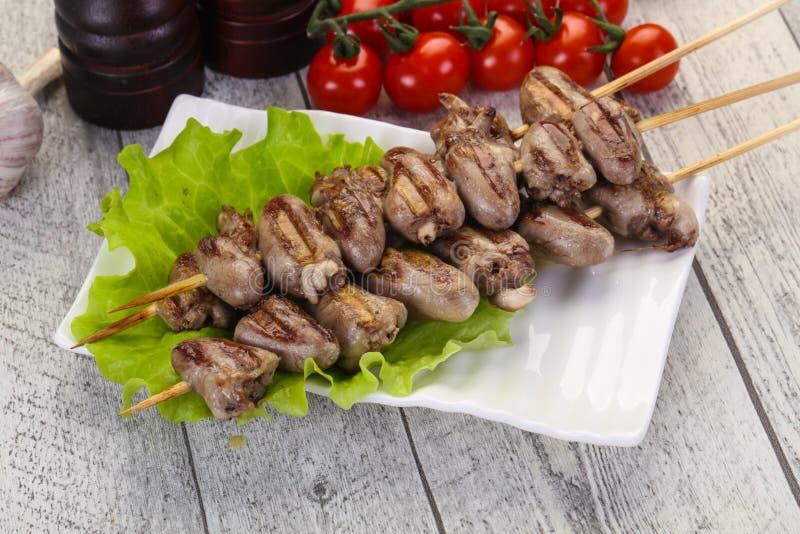 Chicken hearts skewer stock image. Image of stick, chicken 172933607