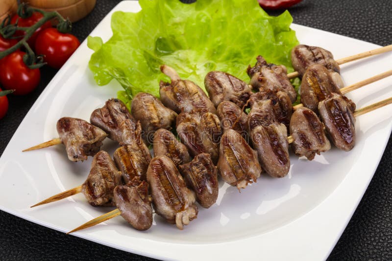 Chicken hearts skewer stock photo. Image of grill, stick 183962012