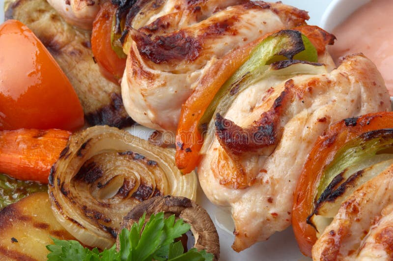 Chicken kebab closeup