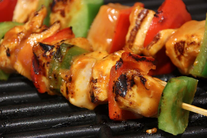 Chicken kebab on grill