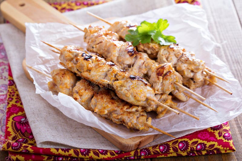 Chicken Kebabs with Yogurt Marinade Stock Photo Image of closeup, coat 43805096