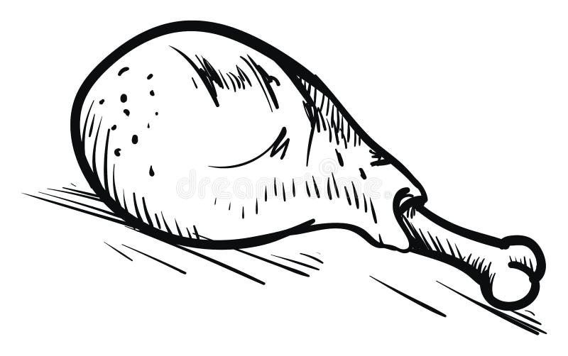 Chicken Leg Sketch, Illustration, Vector Stock Vector - Illustration of