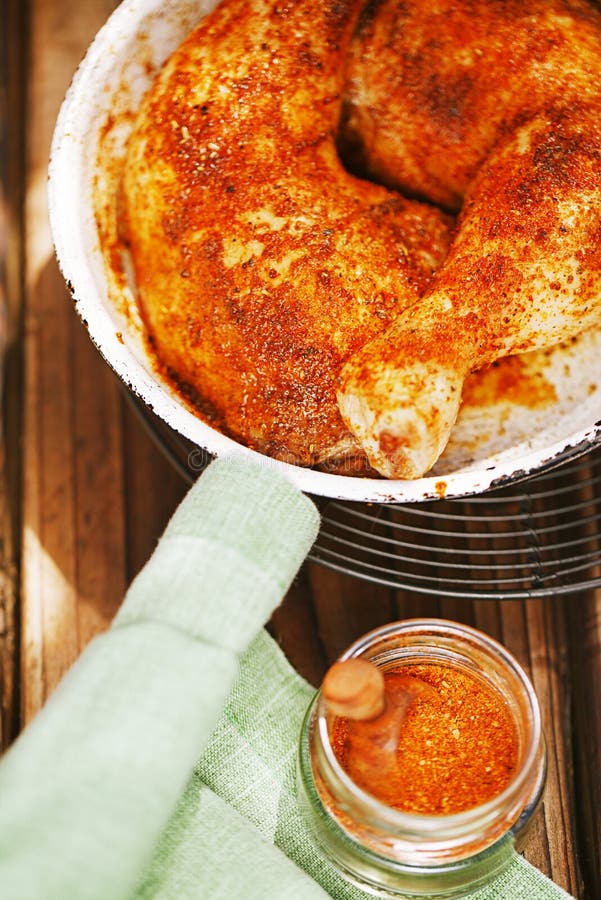 Chicken Legs Spiced by Special Spice Blend Stock Image Image of