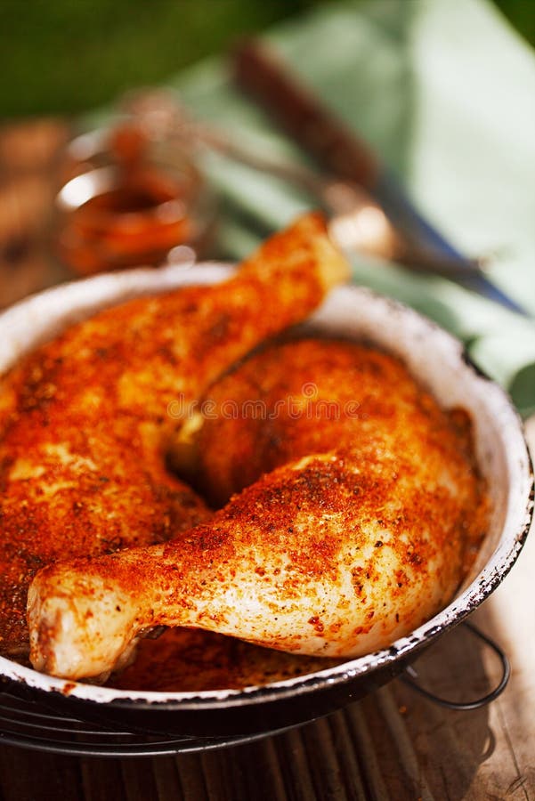 Chicken Legs Spiced By Special Spice Blend Stock Image Image of blend