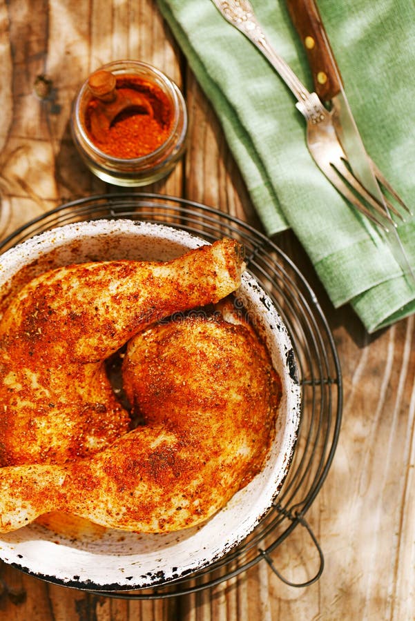 Chicken Legs Spiced by Special Spice Blend Stock Image Image of