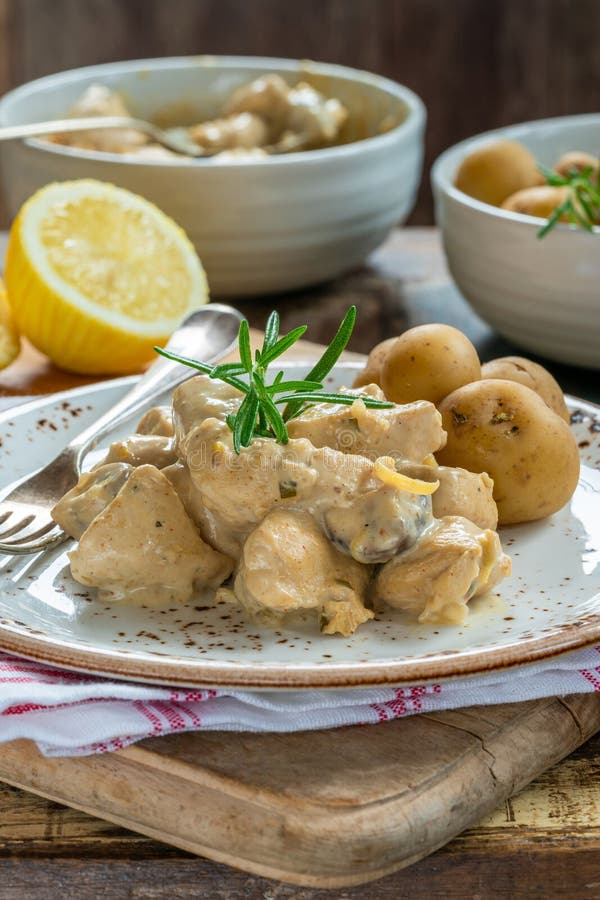 Chicken in Lemon and Rosemary Sauce Stock Image Image of delicious