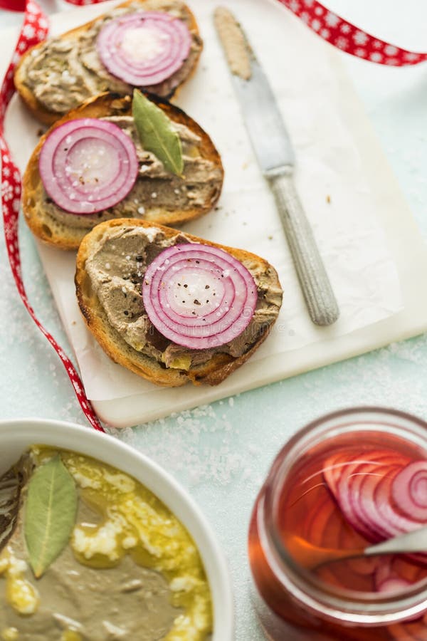 Chicken Liver Pate with Pickled Onions Stock Image Image of food