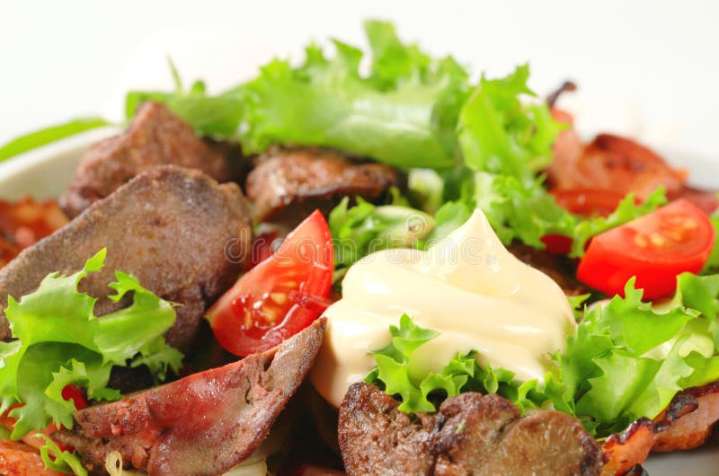 Chicken liver salad stock image. Image of dressing, tomato 27757819