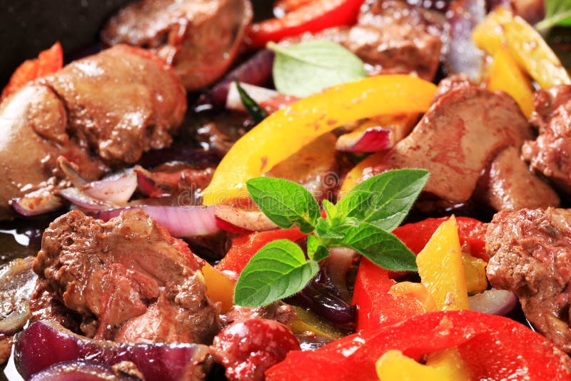 Chicken liver stir fry stock image. Image of frying, dish 55315053